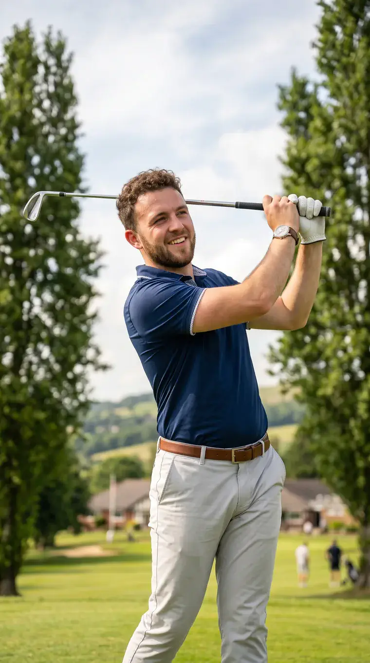 A Calgary professional finishing a golf swing on the course