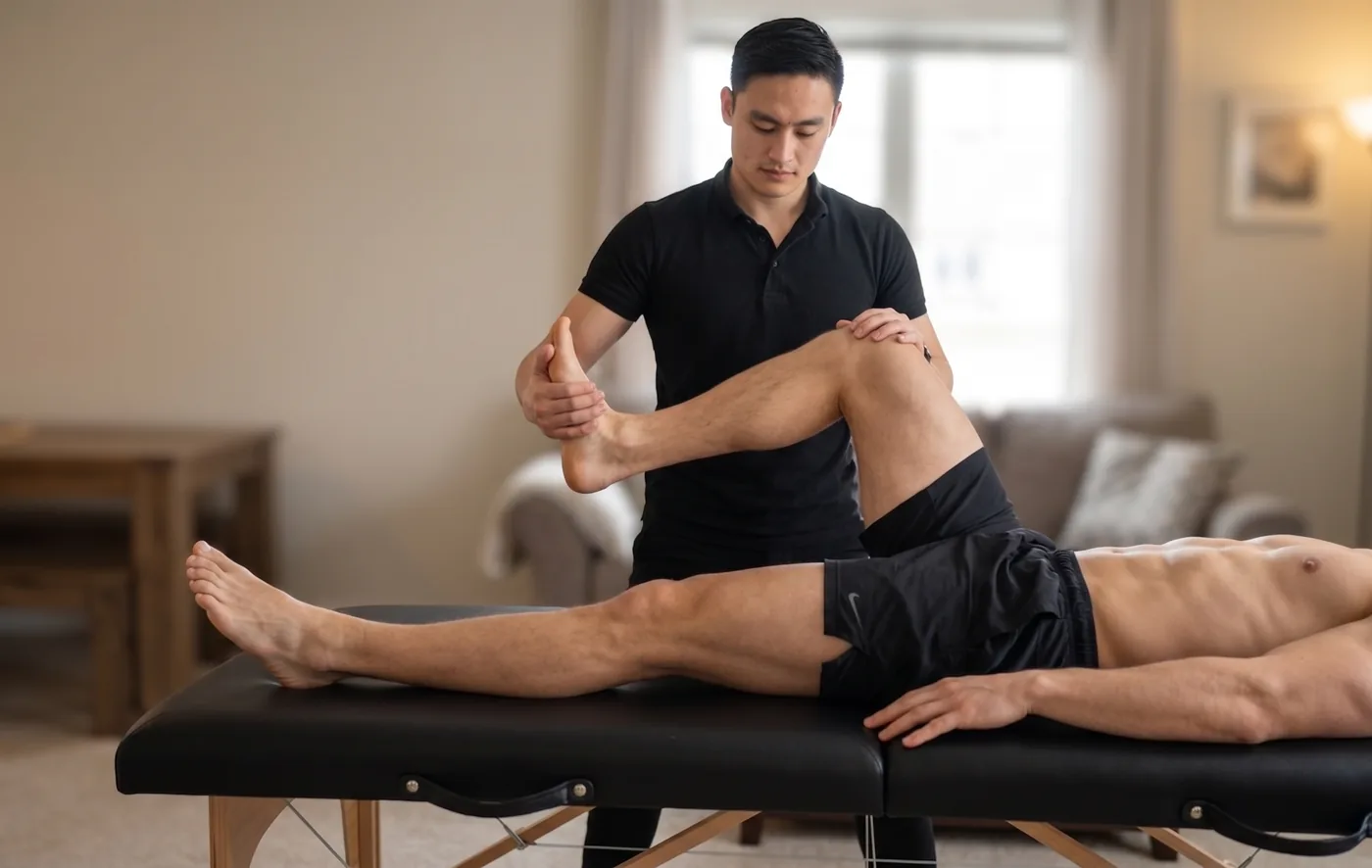 Assisted stretch therapy session in Calgary — improving range of motion and flexibility at home
