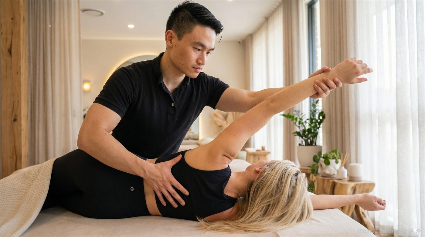 In-home assisted stretching session in Calgary