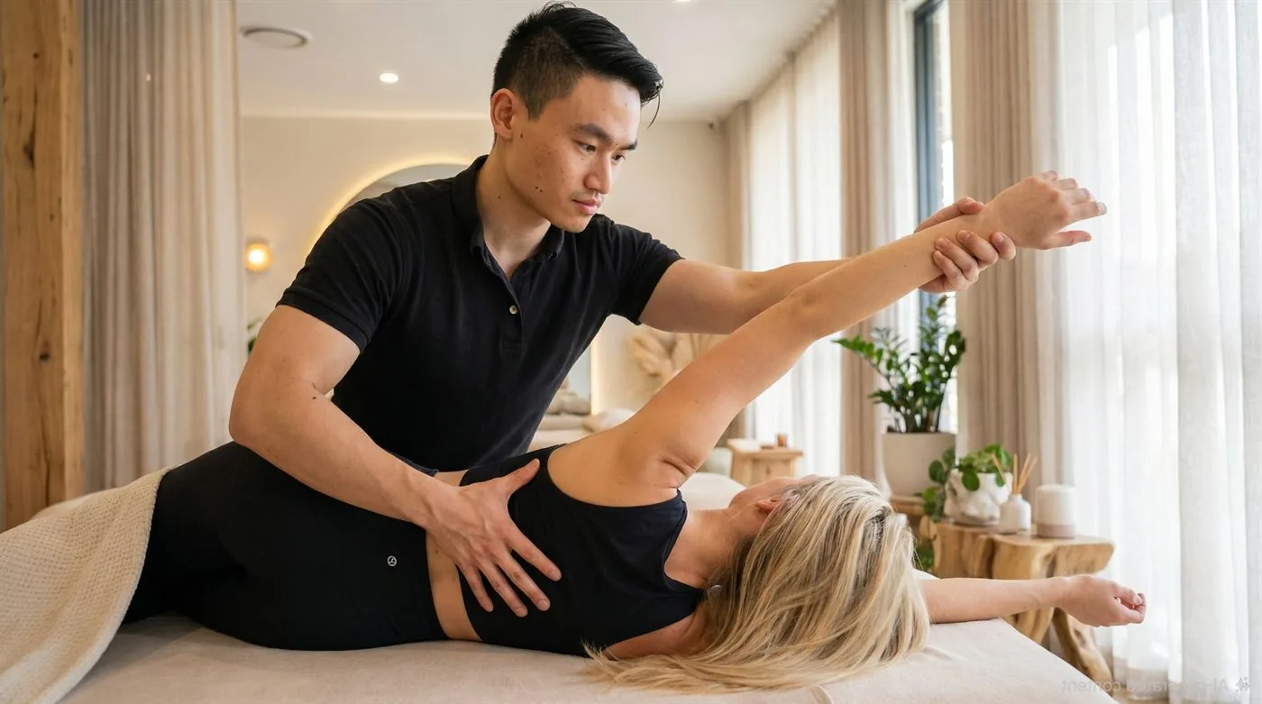 In-home assisted stretching session in Calgary